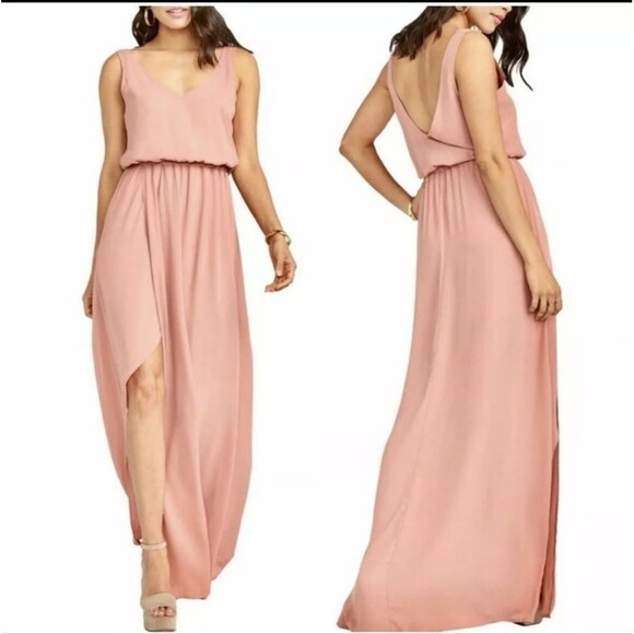 SHOW ME YOUR MUMU Pale Pink 'Kendall' Bridesmaid Maxi Dusty Pink Dress Large - Picture 1 of 7